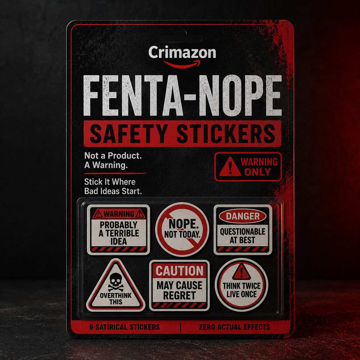 Fenta-NOPE Safety Stickers fictional parody product image