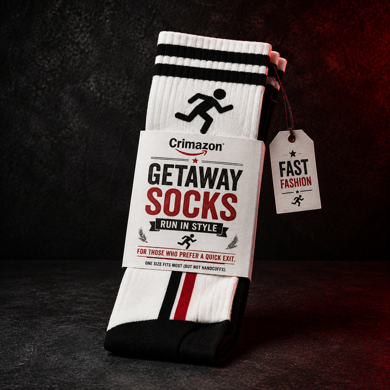 Getaway Socks thigh-high fictional parody product image